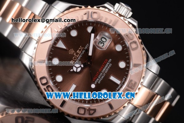 Rolex Yacht-Master 40 Asia 2813 Automatic Two Tone Case/Bracelet with Brown Dial and Dot Markers - Click Image to Close
